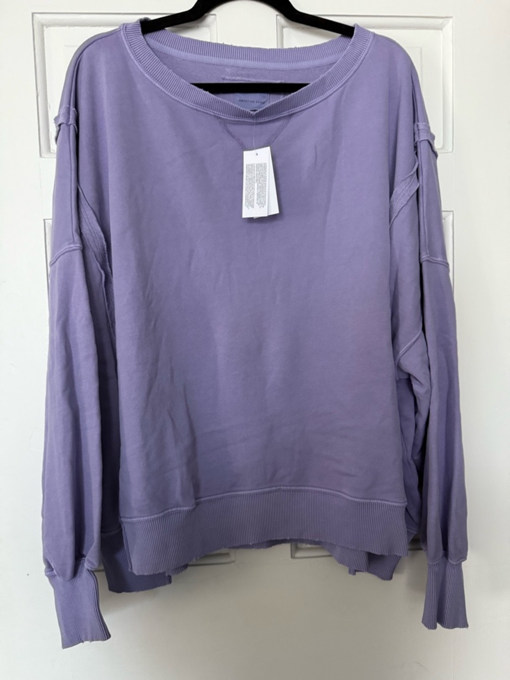 American Eagle Big Hug Lavender Oversized Crewneck Sweatshirt - Women